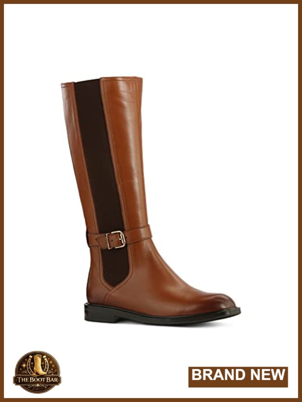 Women's Leather Knee-High Block Heel Boots Cushioned Side Zip